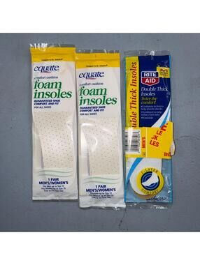 3 Equate Comfort Cushion Foam Insoles Unisex Men Up To Sz 13 Women Up To Sz 10